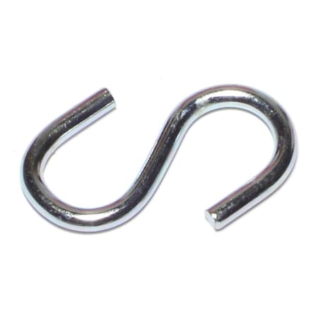 9/64 X 1/2 X 1-5/8 Zinc Plated Steel Open S Hooks 15PK